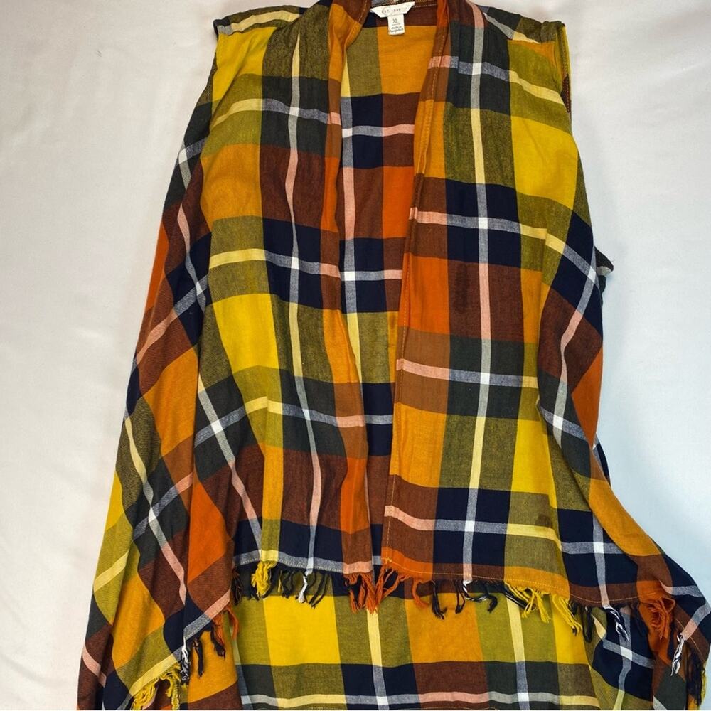 Vest Plaid Fringe‎ Drape Fringe Vest Fall Pumpkin Picking Picture Orange XL